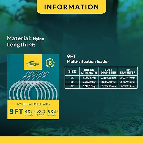 Miniatura 117 de SF Lazo preatado para pesca con mosca, líder cónico de nailon transparente trucha de agua dulce y salada Permiso de pescado de hueso de salmón