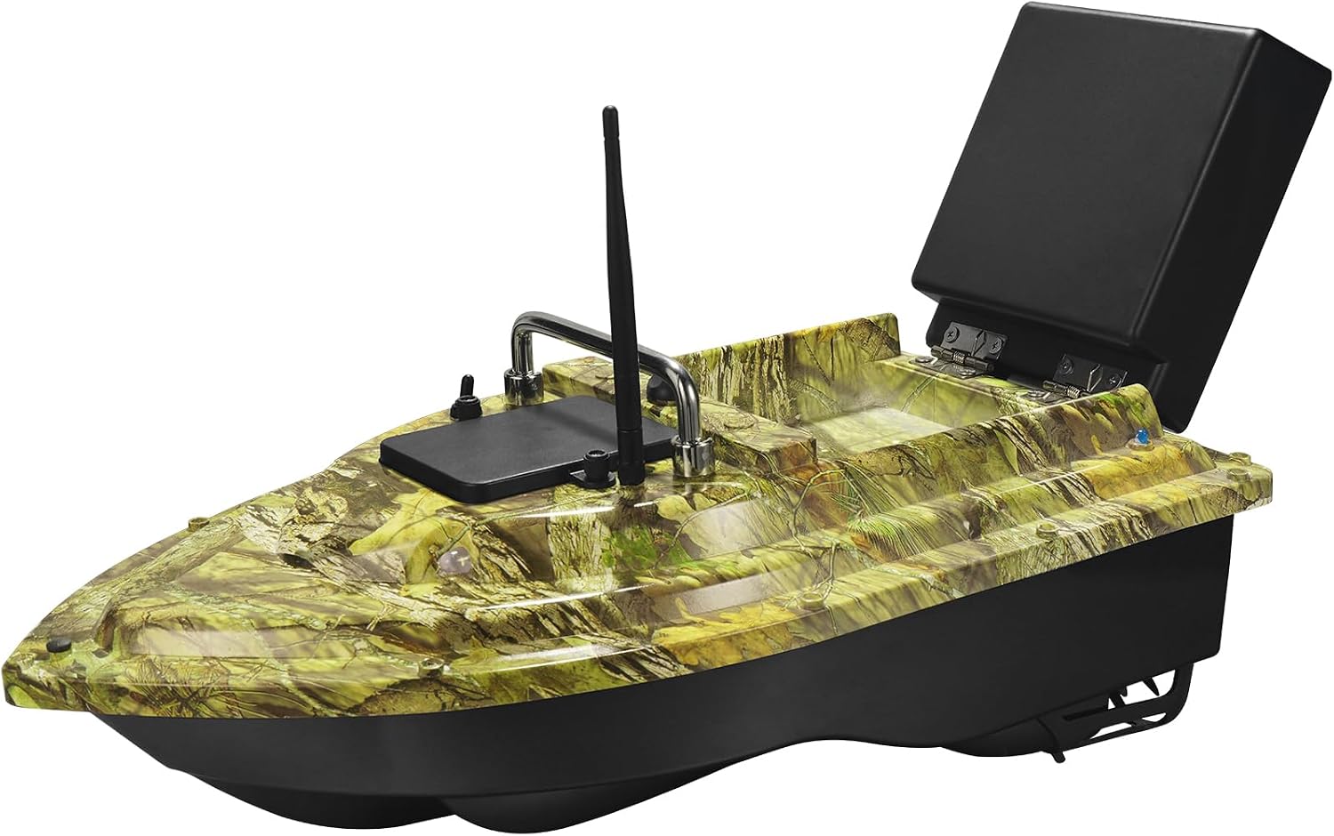 rc fishing bait boat with 2 x 5200mah batteries & carrying bag, 1640ft remote range, 3.3lb load capacity, speed cruise, night lights – remote control carp bait boat (camo green)