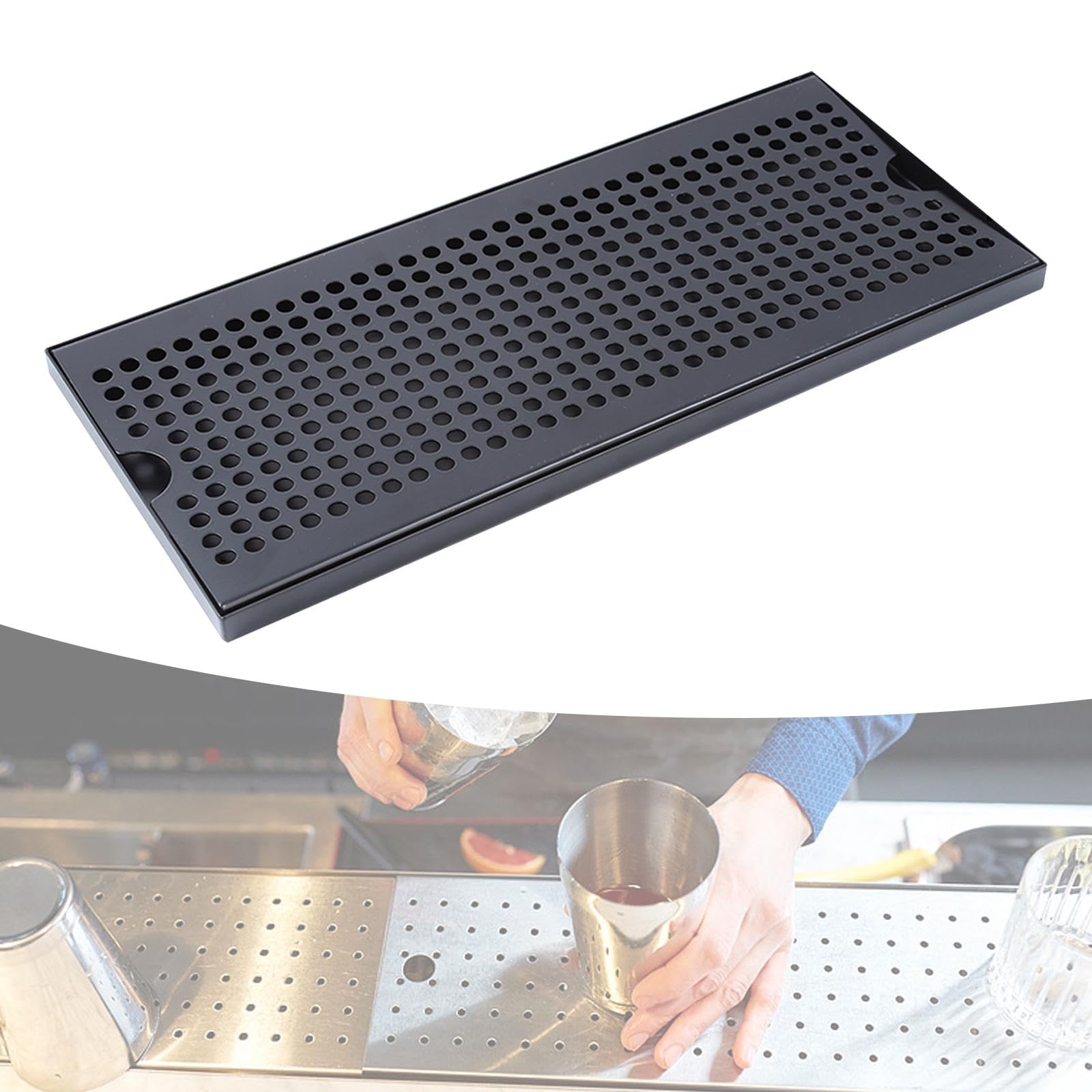 Bandeja de Goteo con Amplio Espacio para Accesorios Bandeja de Servicio con Drenaje Bandeja Portátil para Agua Adecuada para Cocina Restaurantes, 40x17.5x1.5cm