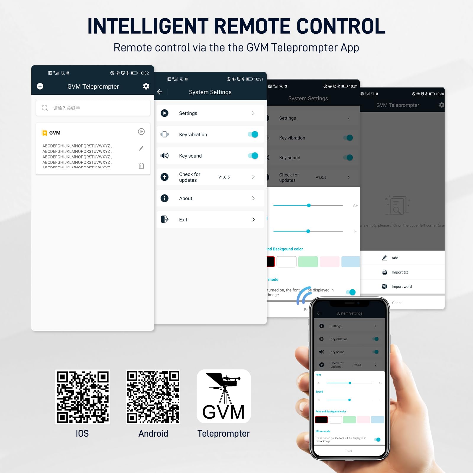 GVM Téléprompteur 12" avec télécommande et Application, téléprompteur Pliable pour Tablette, téléphone, Appareil Photo Reflex numérique, prompteur avec Sac de Transport, écran HD réfléchissant, pour
