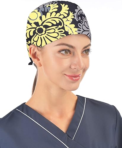 Miniatura 2 de Kousenpu - Gorro de trabajo ajustable con banda para el sudor, tejido de poliéster de primera calidad, antiarrugas, cómoda y duradera, para mujeres