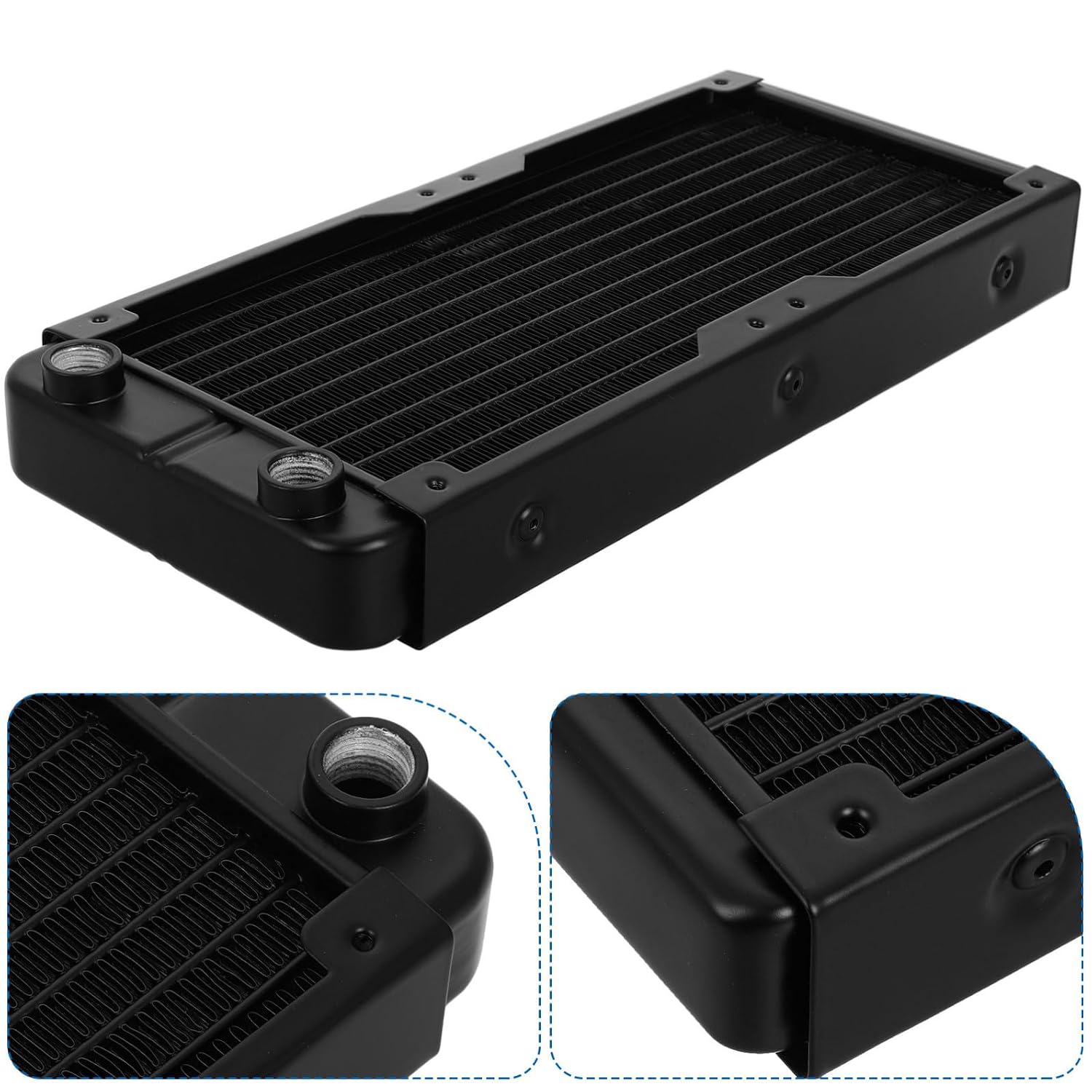 Alipis 240mm CPU Gpu Water Cooling Radiator with 10-Channel Aluminum Waterblock, Threaded Ports, Liquid Cooler for PC Cooling Systems
