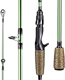 One Bass Fishing Rods - 30-ton Carbon Fiber Blanks Casting & Spinning Rods, 2-Piece Rods with Rubber Cork Handle 6'0'-ML-Fast Casting