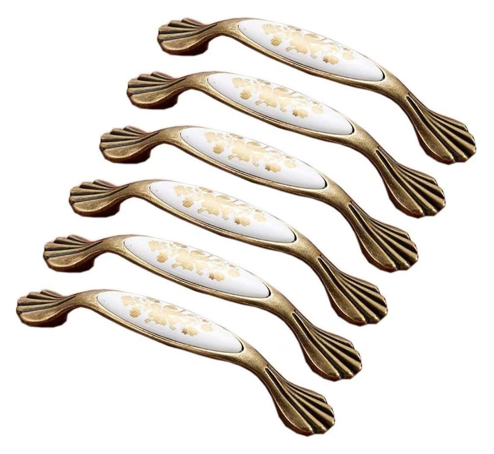 Voplivat Bronze Kitchen Cupboard Handles, White Ceramic Zinc Alloy Bow Handle, Black/, 96/128 Mm(,Hole Distance 128 Mm)