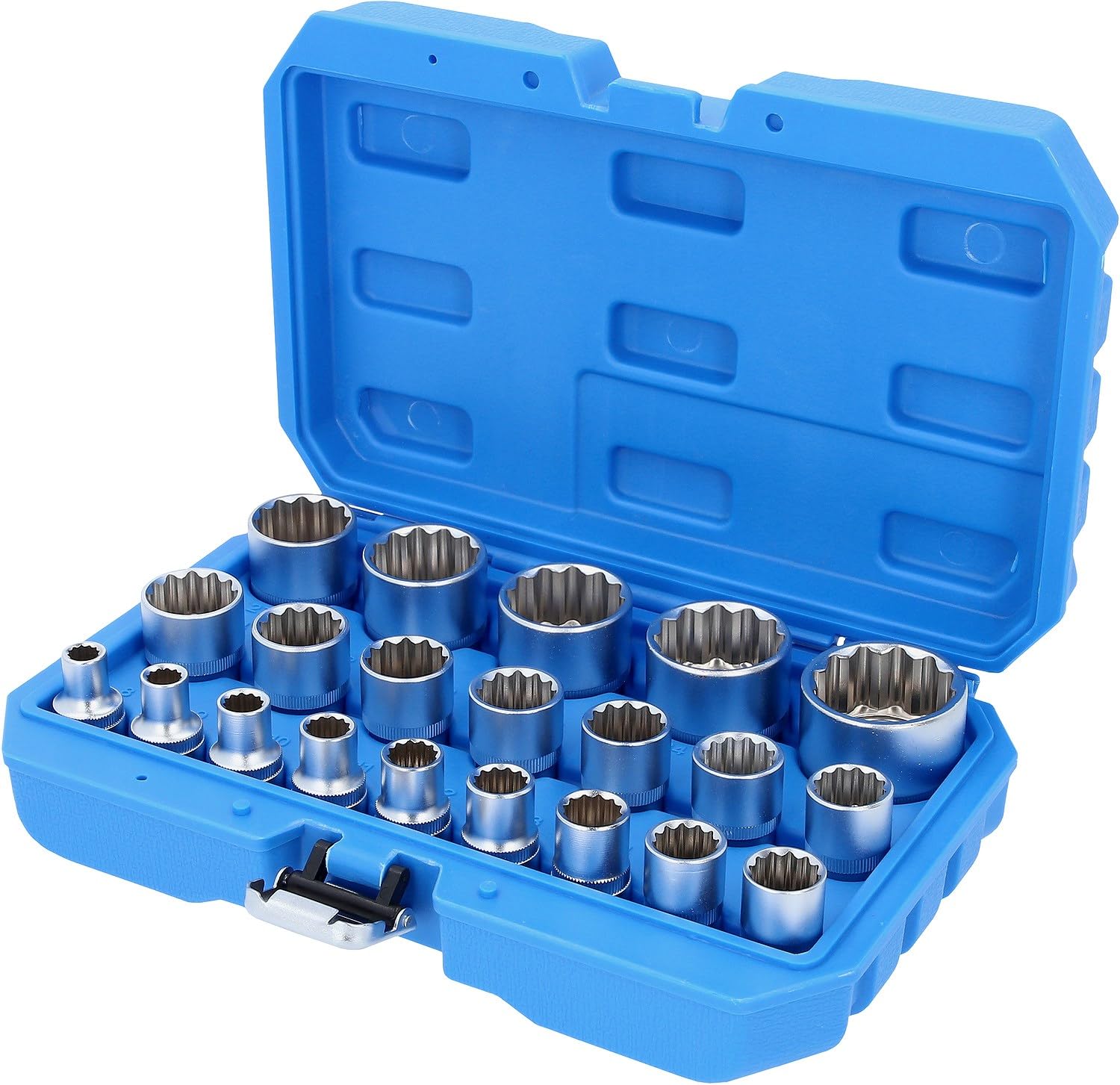 BRILLIANT TOOLS BT022405 Juego de llaves de vaso 1/2", doce cantos, cortas, 21 pzs, 8 - 36 mm [Powered by KS TOOLS]