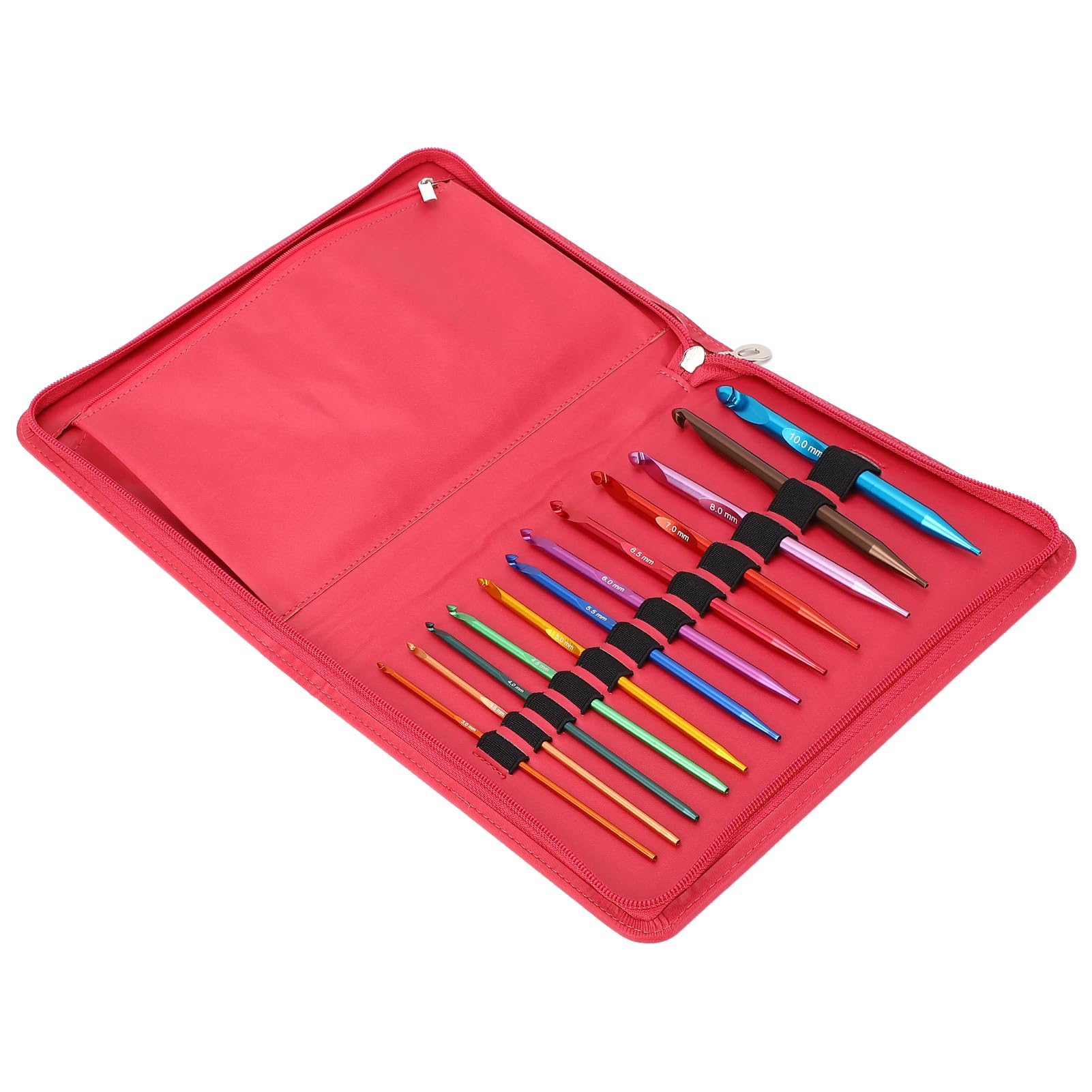 Phefop Zestaw Wymiany Szydełkowanych igieł Szydełkowych 12PCS, Kompletne Okrągłe Okrągłe Tlenek Tlenku Odłączany Igły Dzianinowe dla Koców, Ergonomiczny Uchwyt, Stylowa Torba do