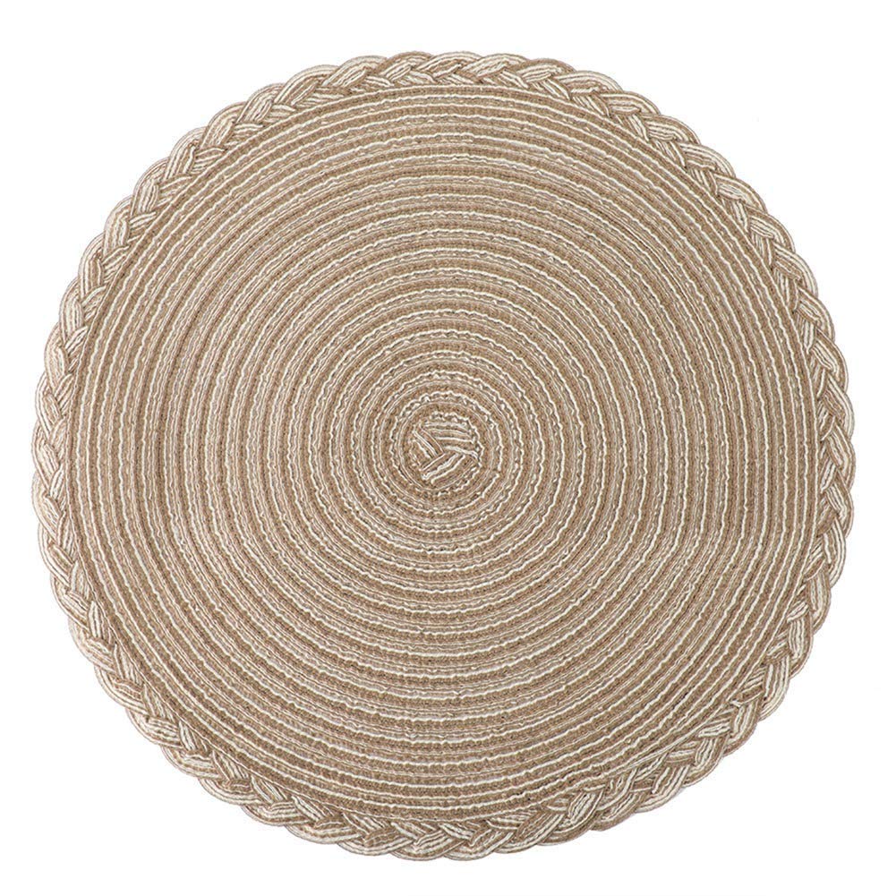 Napperon Rond de Table, Tapis antidérapant résistant à la Chaleur pour Table de Cuisine, PP tissé (Bleu) (Marron)