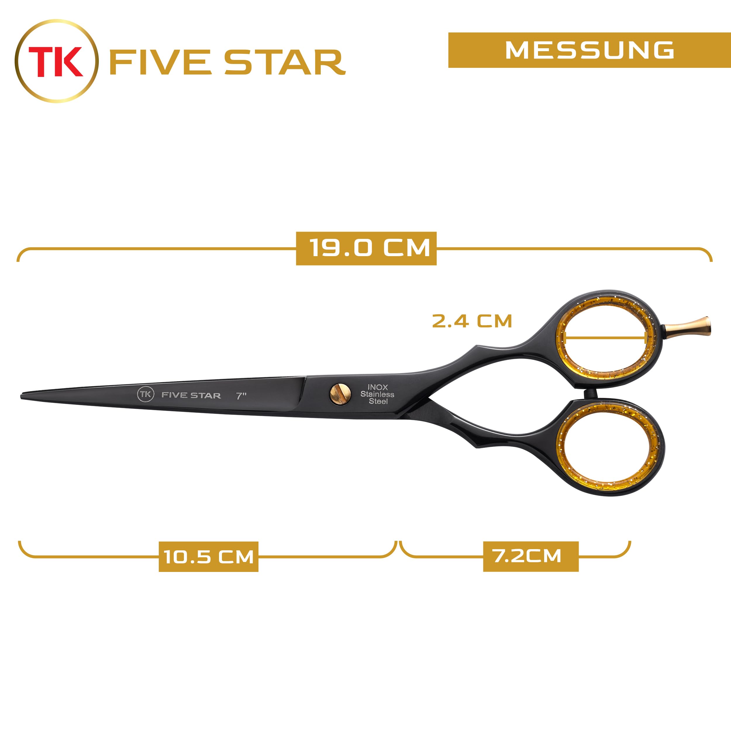 TK FIVE STAR Supra Premium 7" extra scharfe Friseurschere Haarschere Haarschneideschere für Damen Herren Friseure und Salons für feine und kräftige Haare Rostfrei