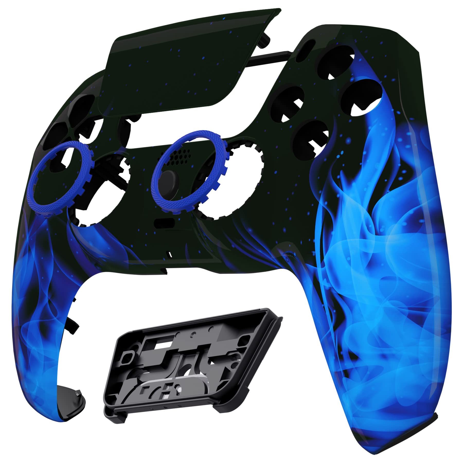 eXtremeRate Luna Rediseñado Carcasa Frontal con Panel Táctil Compatible con ps5 BDM-010 BDM-020 BDM-030 BDM-040 Carcasa Delantera Placa Frontal Funda Portectora Compatible con ps5(Llama Azul)