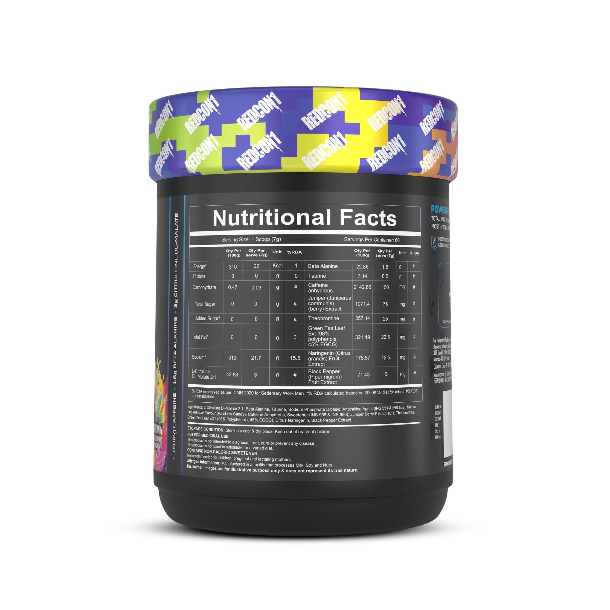 Redcon1 Total War - Pre Workout, 60 Servings (Rainbow Candy) 1