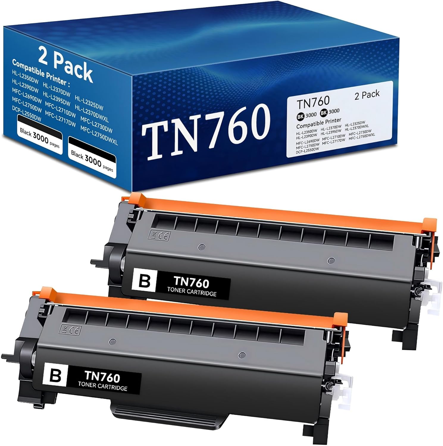 TN760 Toner Cartridge Replacement for Brother TN760 Tn 760 TN730 TN-730/TN-760 TN770 High Yield Black Toner Cartridge Use with MFC-L2710DW MFC-L2750DW DCP-L2550DW HL-L2350DW HL-L2395DW HL-L2370DW Ink