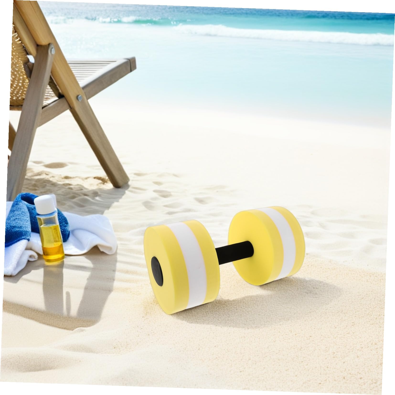 Zerodeko Haltères pour Exercices Aquatiques en Eva Légères et Flottantes, Lot 2 Pièces Jaune et Blanc, Accessoires Piscine Aquagym pour Tonification Musculaire et Remise