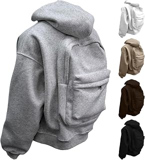 Men's Creative Travel Hoodie with Integrated Backpack, Lightweight Pullover