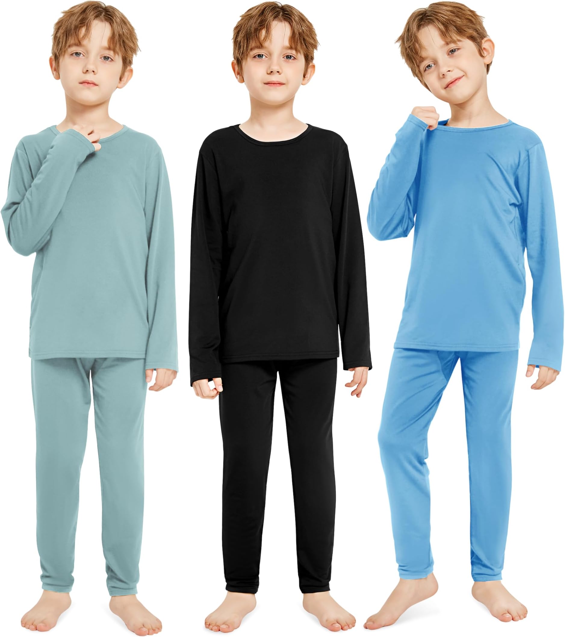 Resinta Boys Thermal Underwear Set Long Johns for Kids Boys Fleece Lined Base Layers for Skiing & Winter Activities for Boys