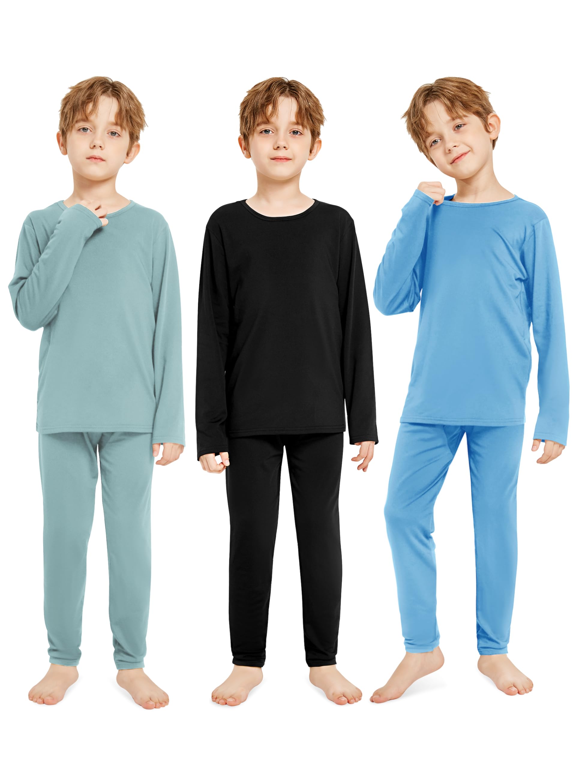 Resinta Boys Thermal Underwear Set Long Johns for Kids Boys Fleece Lined Base Layers for Skiing & Winter Activities for Boys