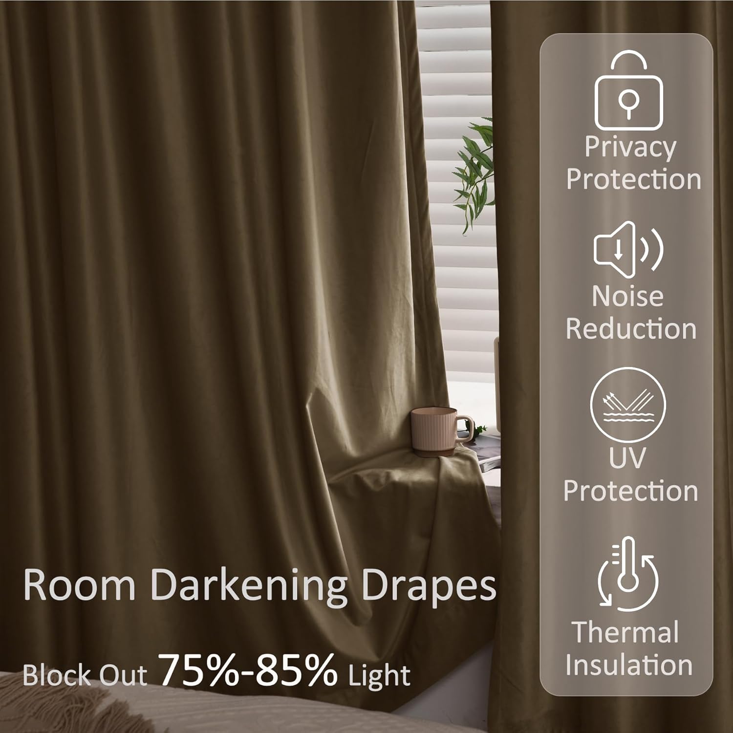 Fcosie Cornstalk Velvet Drapes 132 Inches Long Grommet Top Curtain Panel Extra Long Room Darkening Curtains Tall Drapery High Ceiling Curtains for Living Room Bedroom (50" W x 132" L, 2 Panels)