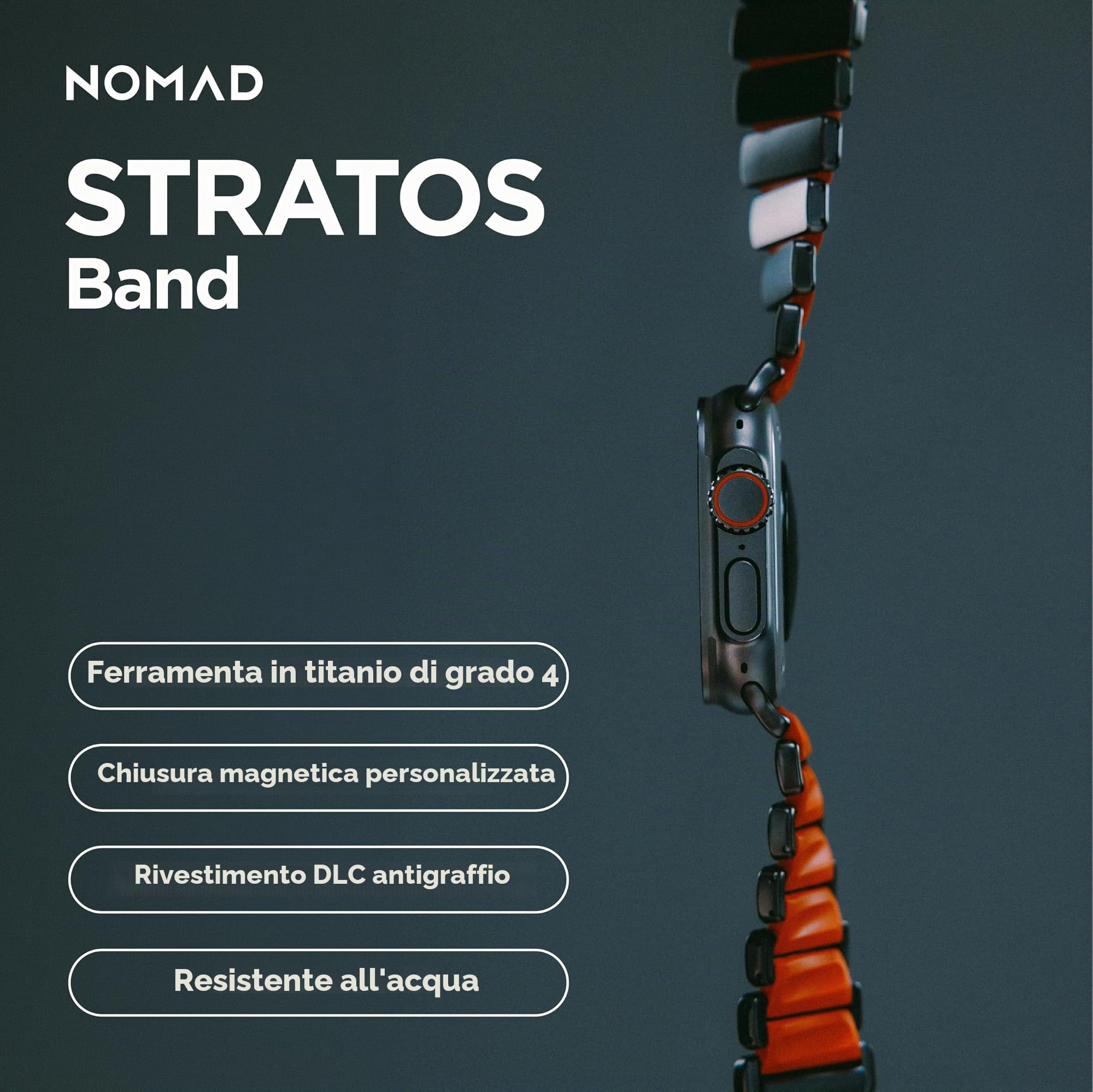 NOMAD Stratos Cinturino I per Apple Watch 42/44/45/46/49 mm, design ibrido