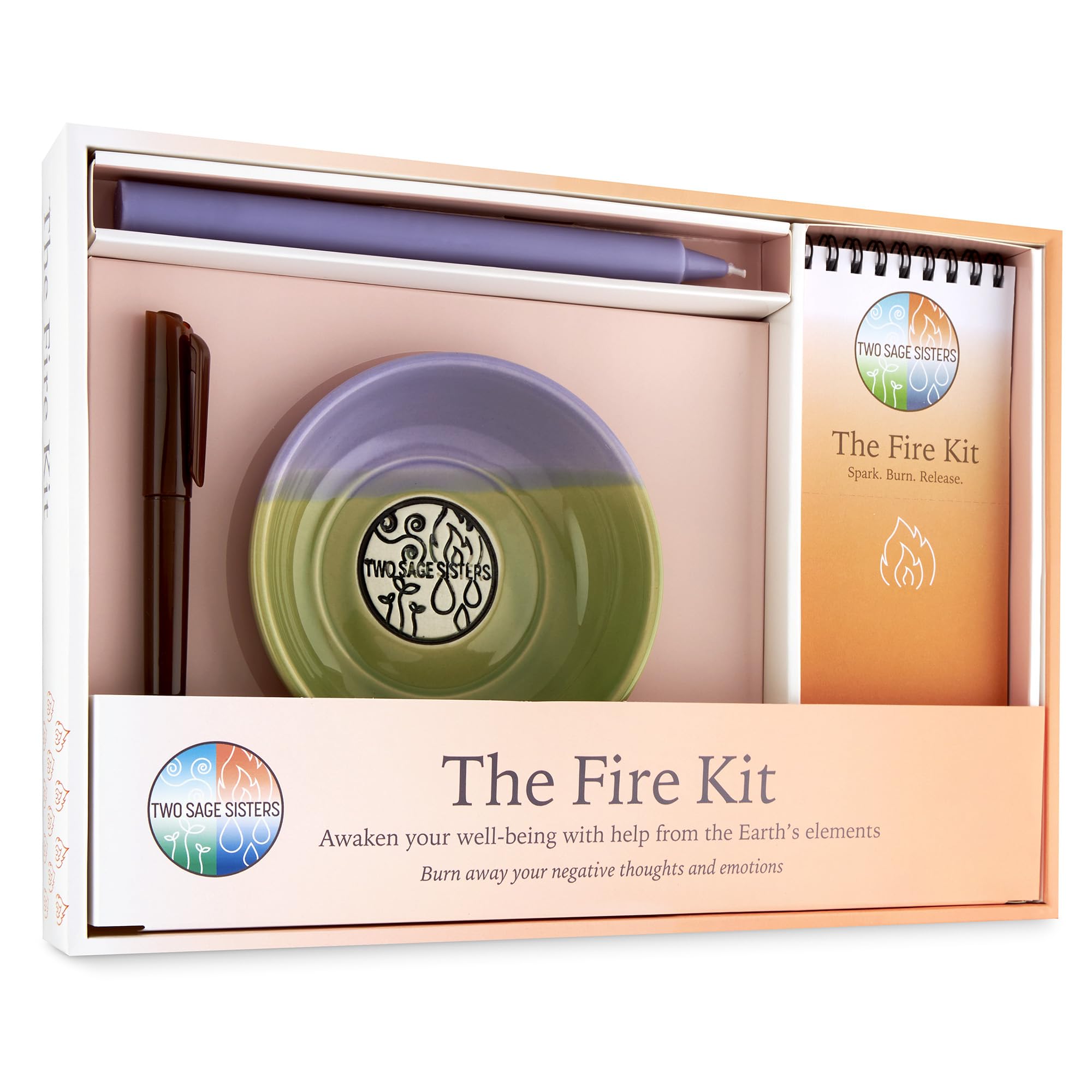 Condition photo showing New/Like New for the fire kit - burn negative thoughts for stress relief and healing - give the gift of peace of mind - self care kit by two sage sisters