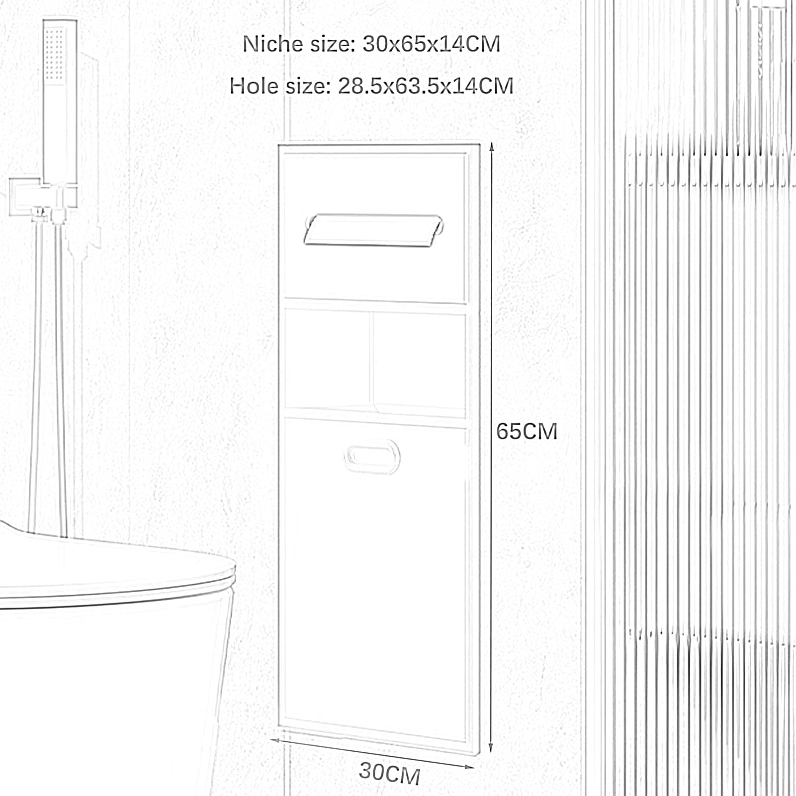 Estante de ducha de acero inoxidable de alta calidad, estante de almacenamiento empotrado impermeable para artículos de tocador, champú y papel higiénico, color negro, ideal para habitaciones húmedas