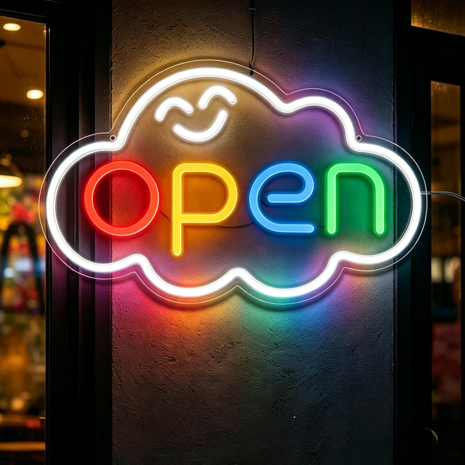 Open Neon Signs, Open Neon Light for Business, Dimmable USB Powered LED Light Up Sign for Shop Restaurant Coffee Manicure Store Bar Salon Grocery Store Dessert Store 16.5”x10.4”