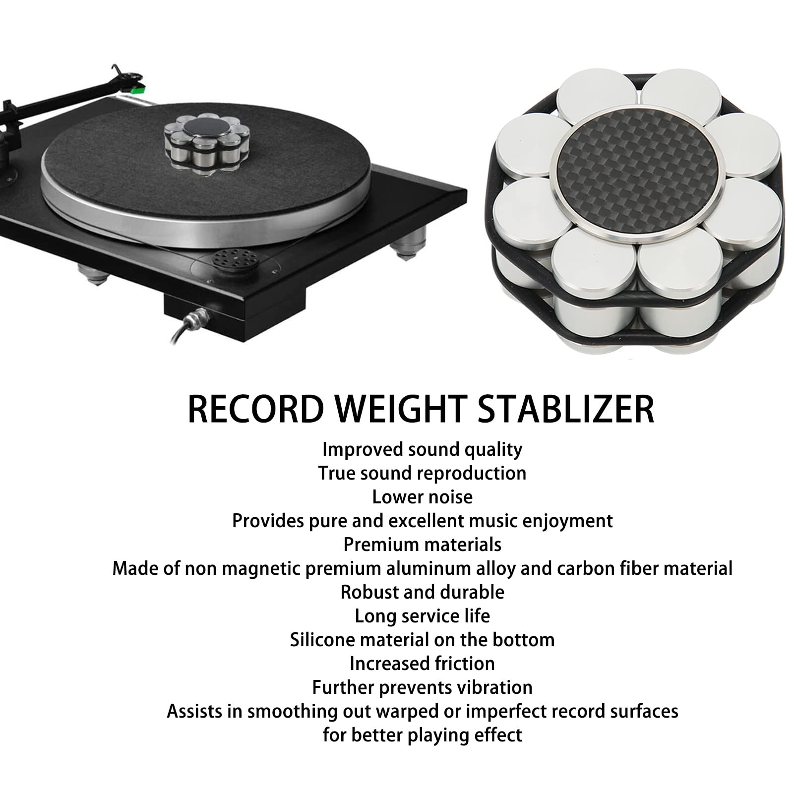 Stabilizzatore di Peso Per Dischi HiFi, Stabilizzatore di Dischi Per Giradischi in Vinile Professionale Lega di Alluminio Universale Riduce Le Vibrazioni Morsetto Per Giradischi in Vinile Per Giradisc