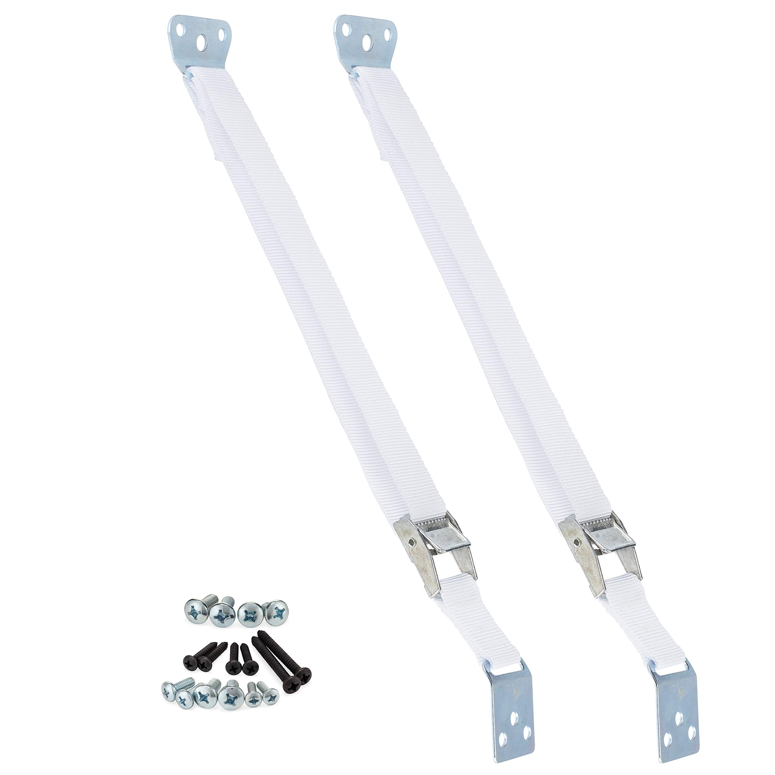 Safety Innovations Heavy Duty TV and Furniture Straps - Baby Proofing Anti Tip Straps for Child and Baby Safety - Expert Designed Strap Anchors Furniture to Walls to Prevent Tip-Overs 2Pk (White)