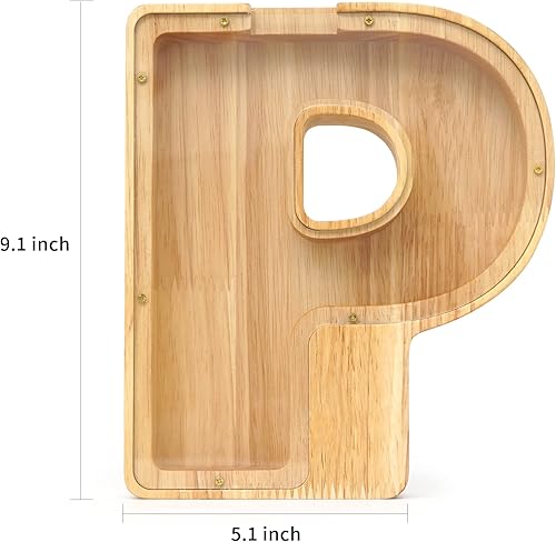 Miniatura 2 de WOOD CITY Alcancía con letras para adultos, niños y niñas, de madera de 9 pulgadas, caja de dinero personalizada, nombre personalizado, regalo
