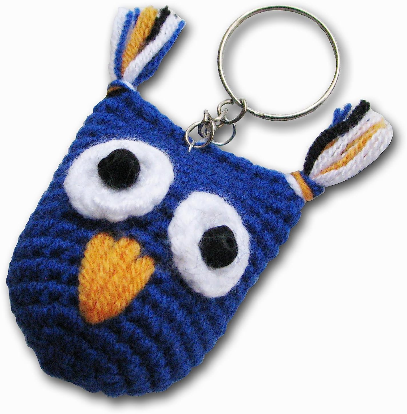 Cute Crochet - Handmade Backpack Decor Accessory, Bag Charm Key Chain Car - Knit Purse Wallet Ornament Hand Woven – Amigurumi (Blue Owl)