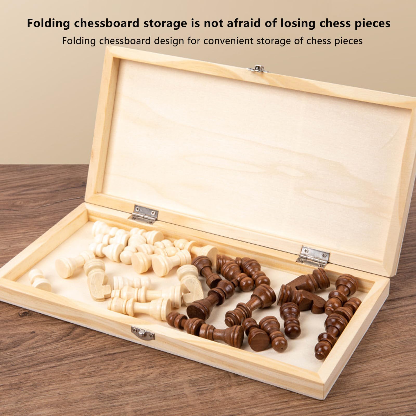Scacchiera in Legno,9.4 "X 9.3" Scacchiera Portatile con Slot di stoccaggio degli Scacchi,Facile da trasportare, Scacchiera Pieghevole per i Principianti e Adulti(Size:13.3 * 13.3in)
