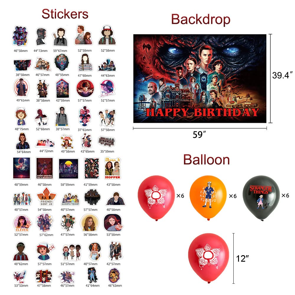 Amazon.com: Stranger Party Supplies, Birthday Party Decorations Including  Banner - Cake Topper - Backdrop - CupcakeToppers - Balloons - Hanging  Swirls - Stickers for Kids Teens : Grocery & Gourmet Food