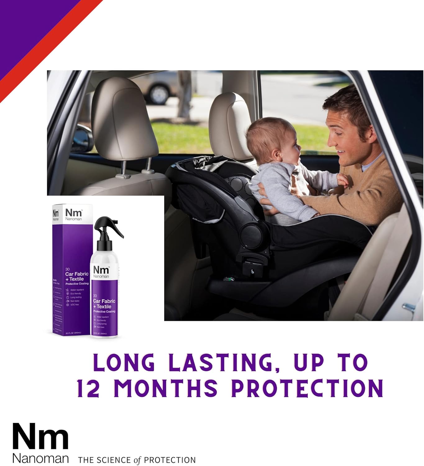 Nanoman Nano-technology Car Fabric & Upholstery Care - Hydrophobic Waterproof Protector and Stain Guard for Auto Interior Fabrics, Seats, Carpets and Floor Mats. 4 Nanoman Nano-technology Car Fabric & Upholstery Care - Hydrophobic Waterproof Protector and Stain Guard for Auto Interior Fabrics, Seats, Carpets and Floor Mats.