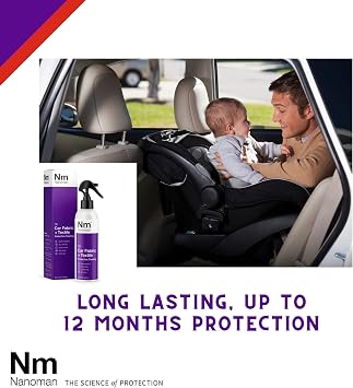 NANOMAN Protect Car Seats from Spills & Stains Fabric & Upholstery Protector Spray (250ml) Invisible Waterproof Coating for Car Seats, Carpets & Interior Fabric Easy DIY One-Coat Application