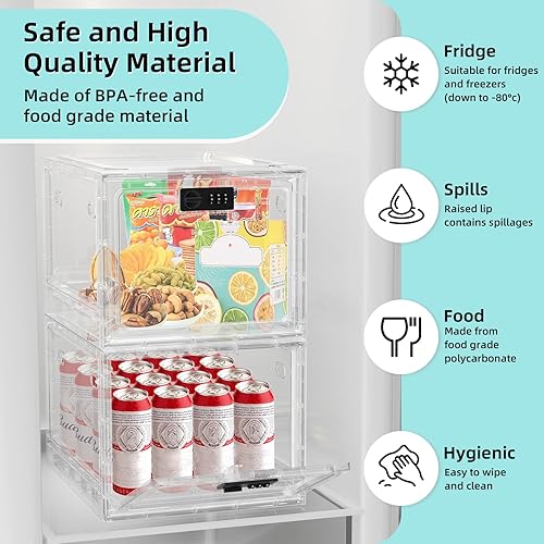 Miniatura 5 de HOLYHY Caja de bloqueo de medicamentos para almacenamiento seguro de medicamentos, caja de almacenamiento grande con cerradura para refrigerador