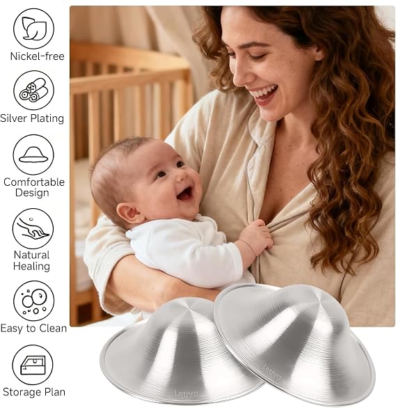 Silver Nipple Shields for Breastfeeding Nursing Newborns 5.5cm