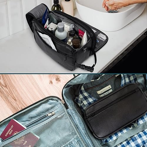 Miniatura 6 de PAVILIA - Neceser para hombre, kit de afeitado para viaje, neceser de viaje para hombres, organizador de artículos de aseo para el cuidado personal,