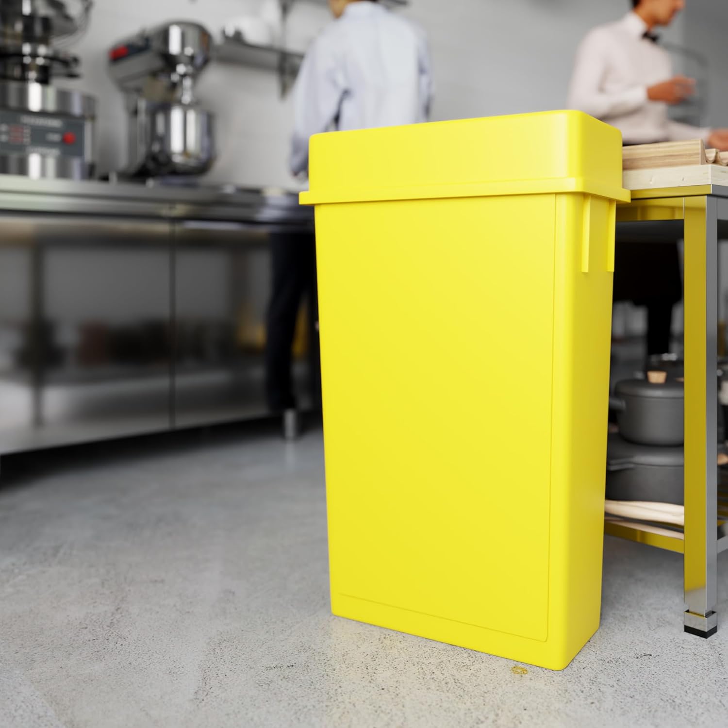 23 Gallon Yellow Rectangular Slim Trash Can with Drop Shot Lid | Great for Home, Commercial, or Restaurant Use.