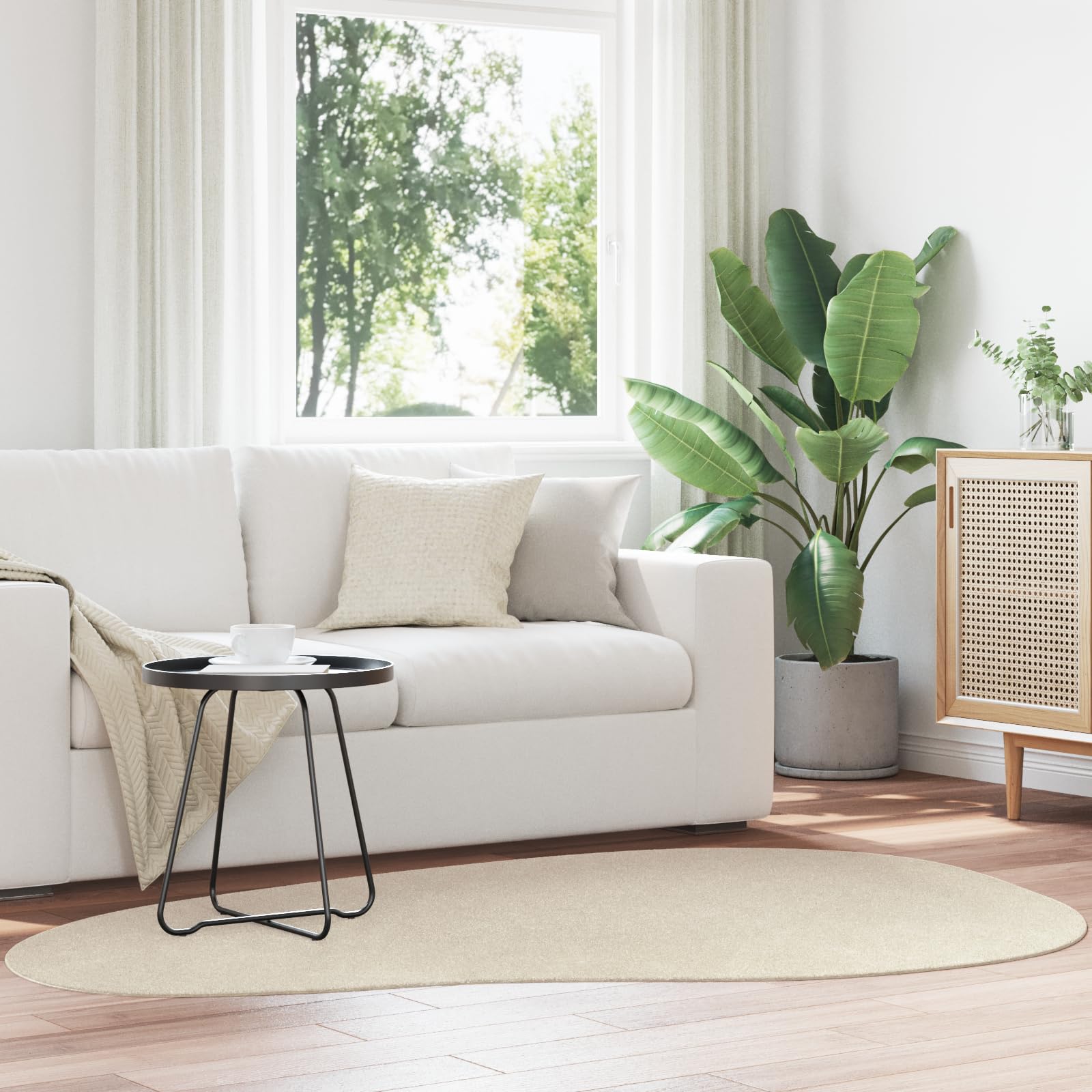 Tapis antidérapant et lavable HUARTE beige 140x200 pour salon