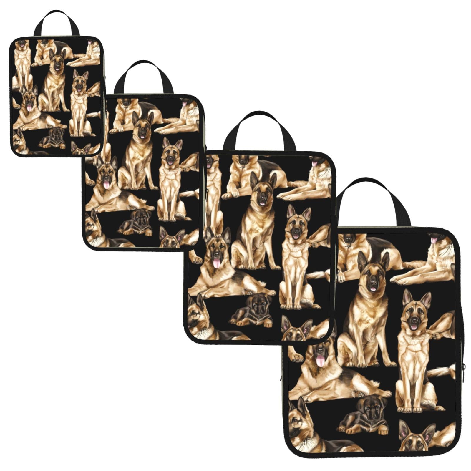 German shepherd dog Print 4 Set Compression Packing Cubes for Suitcases,Expandable Storage Bags Organizers