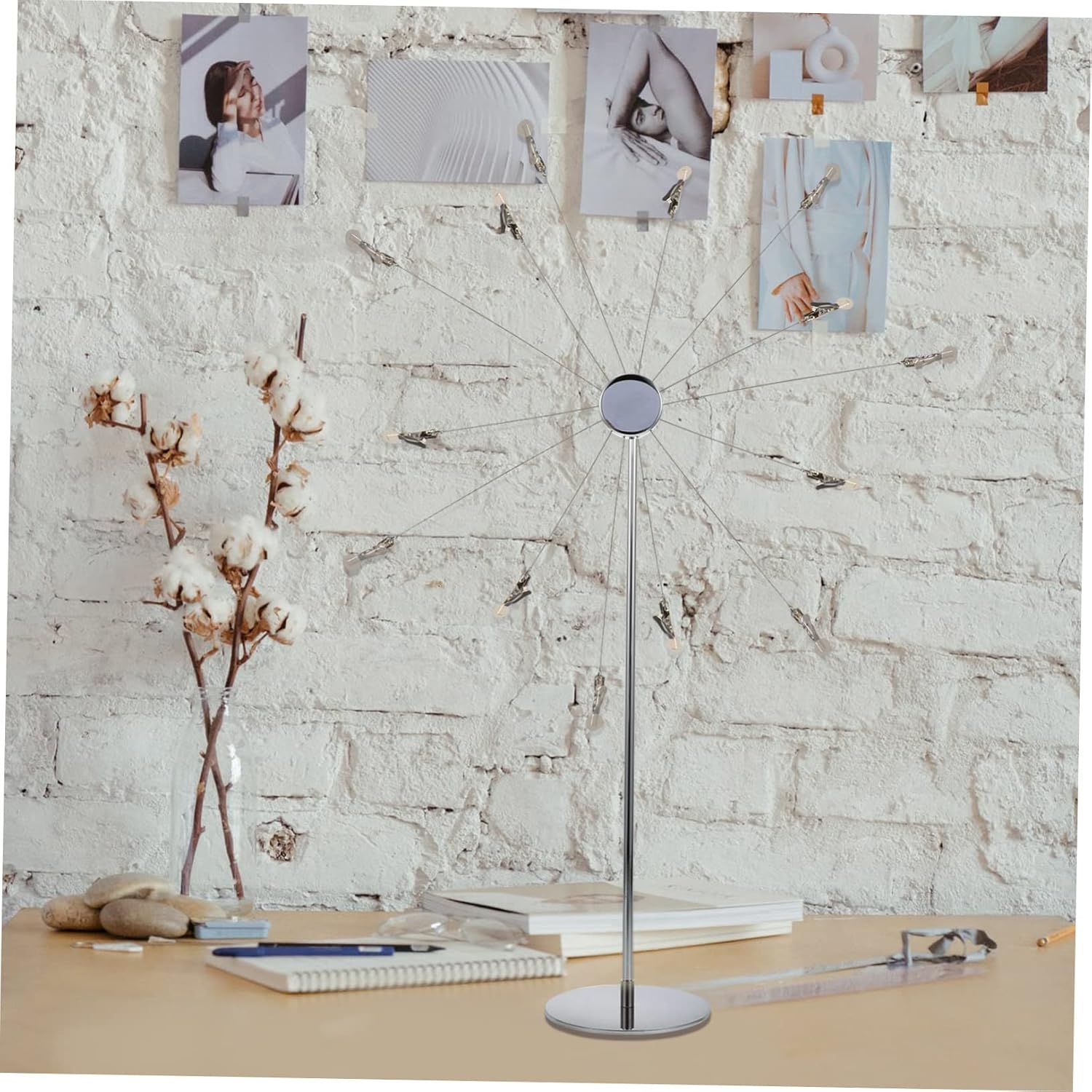 Ciieeo Sky Wheel Photo Stand 14 Clips Silver Desktop Cards Holder Creative 3D Photo Display Rack for Home Decoration