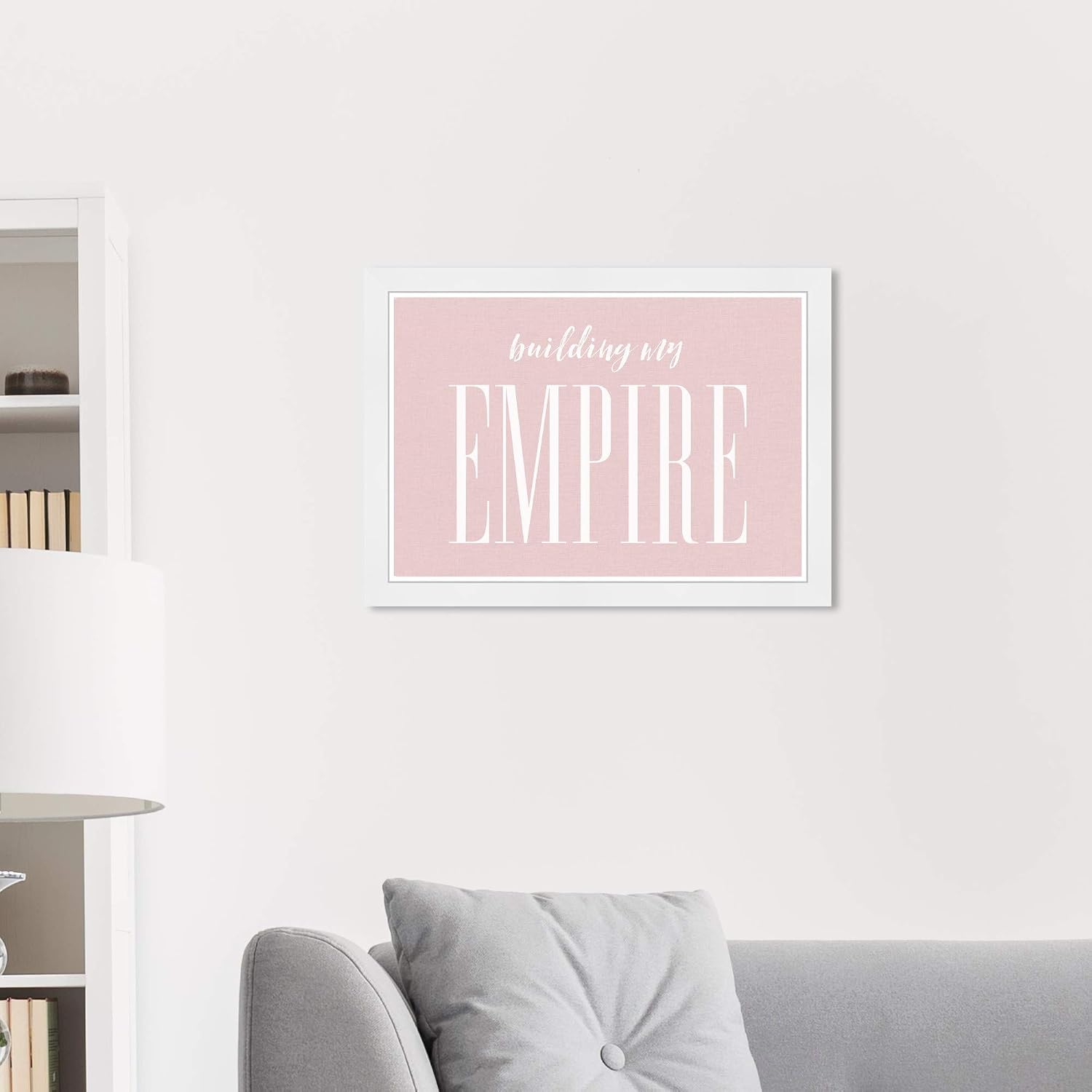 Wynwood Studio Typography Wall Art Framed Prints 'Building My Empire Rose' Motivational Quotes and Sayings Home Décor, 19" x 13", Pink, White