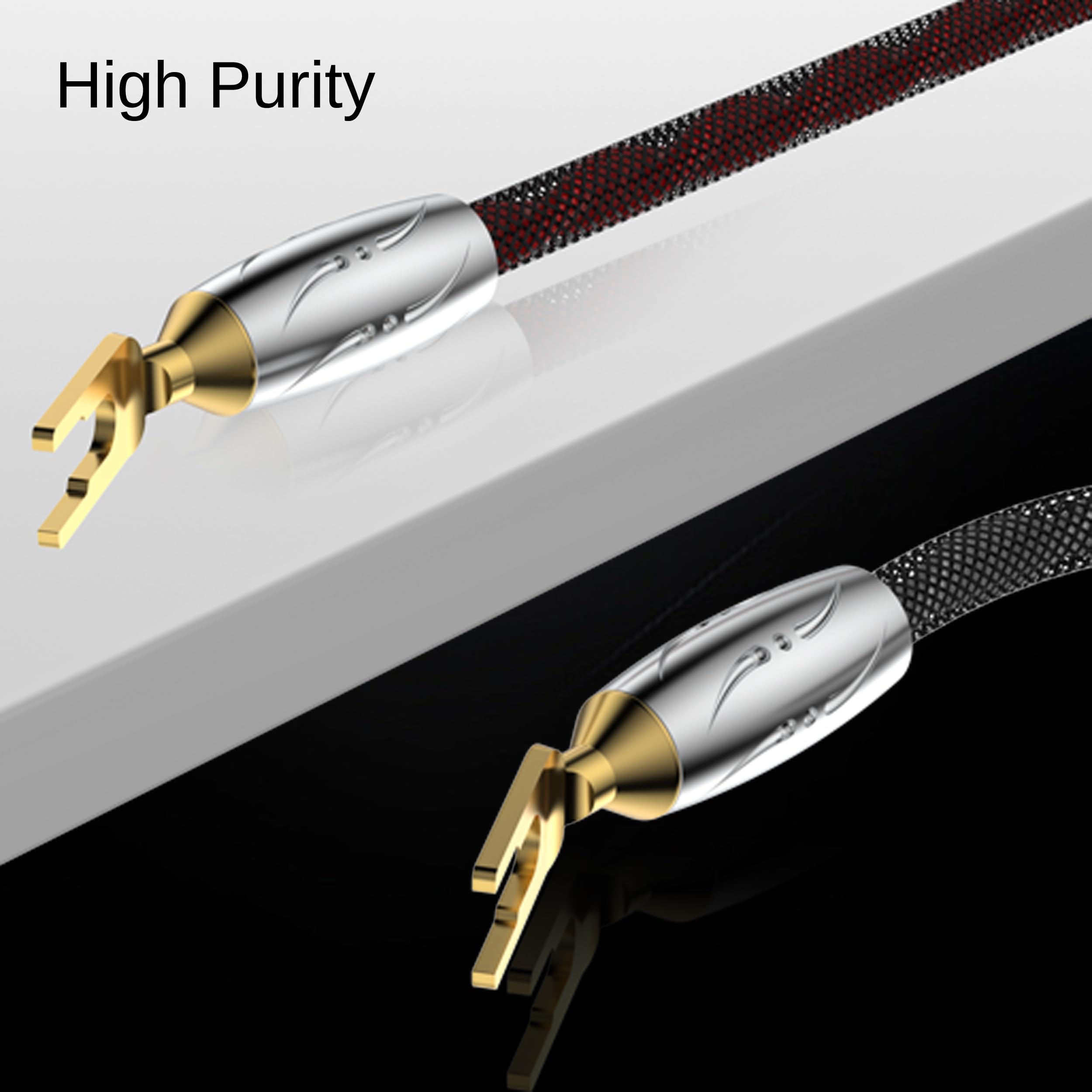 Viborg Cavo per altoparlanti Prime SP/1, 16 AWG, cavo per altoparlanti Hi-End, con connettori a forcella VS701G in puro rame placcato oro (2 m)