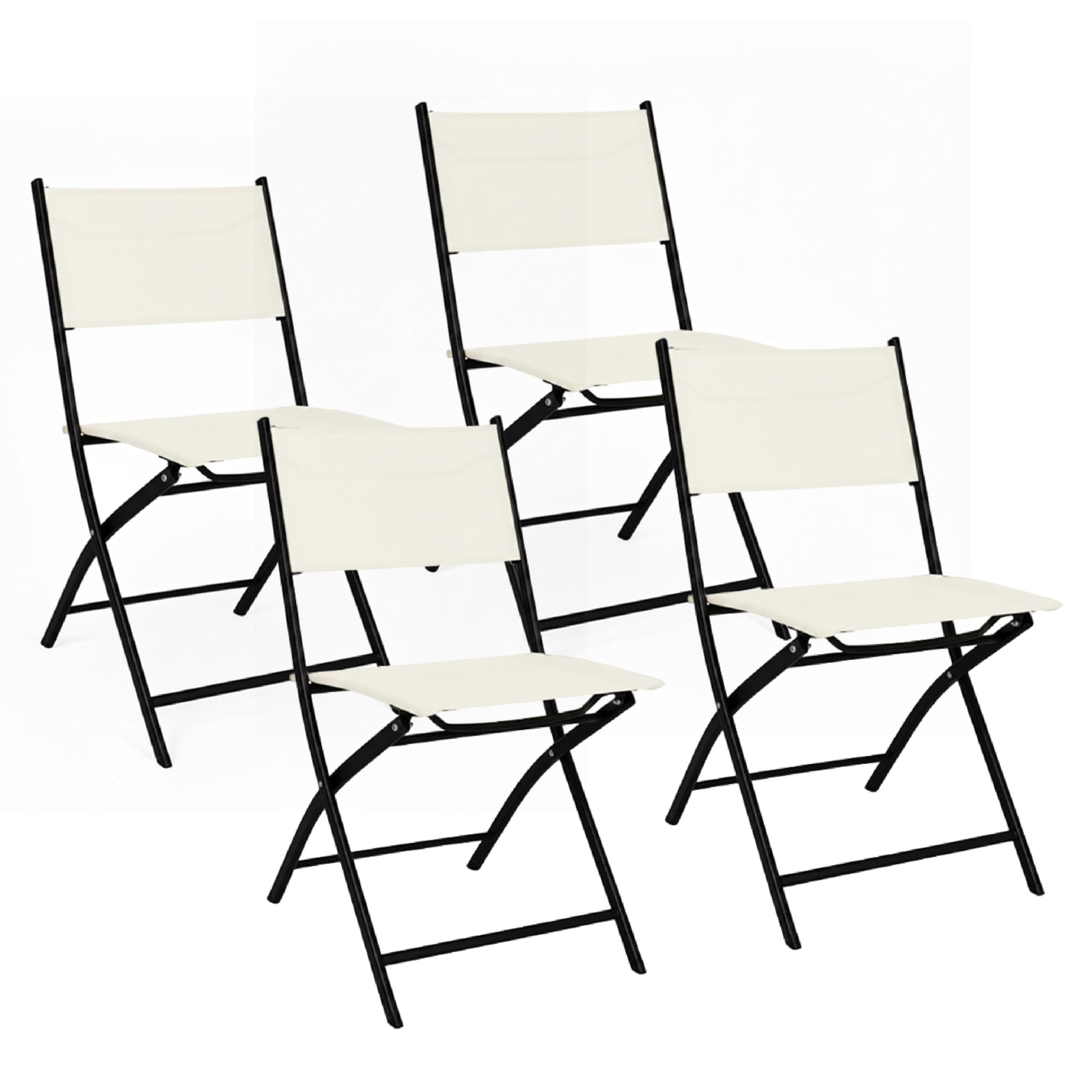 Baroni Home Juego de 4 sillas de exterior plegables, asiento de jardín plegables con tejido impermeable y transpirable, para balcón, terraza y camping, 45 x 45 x 80 cm (beige)
