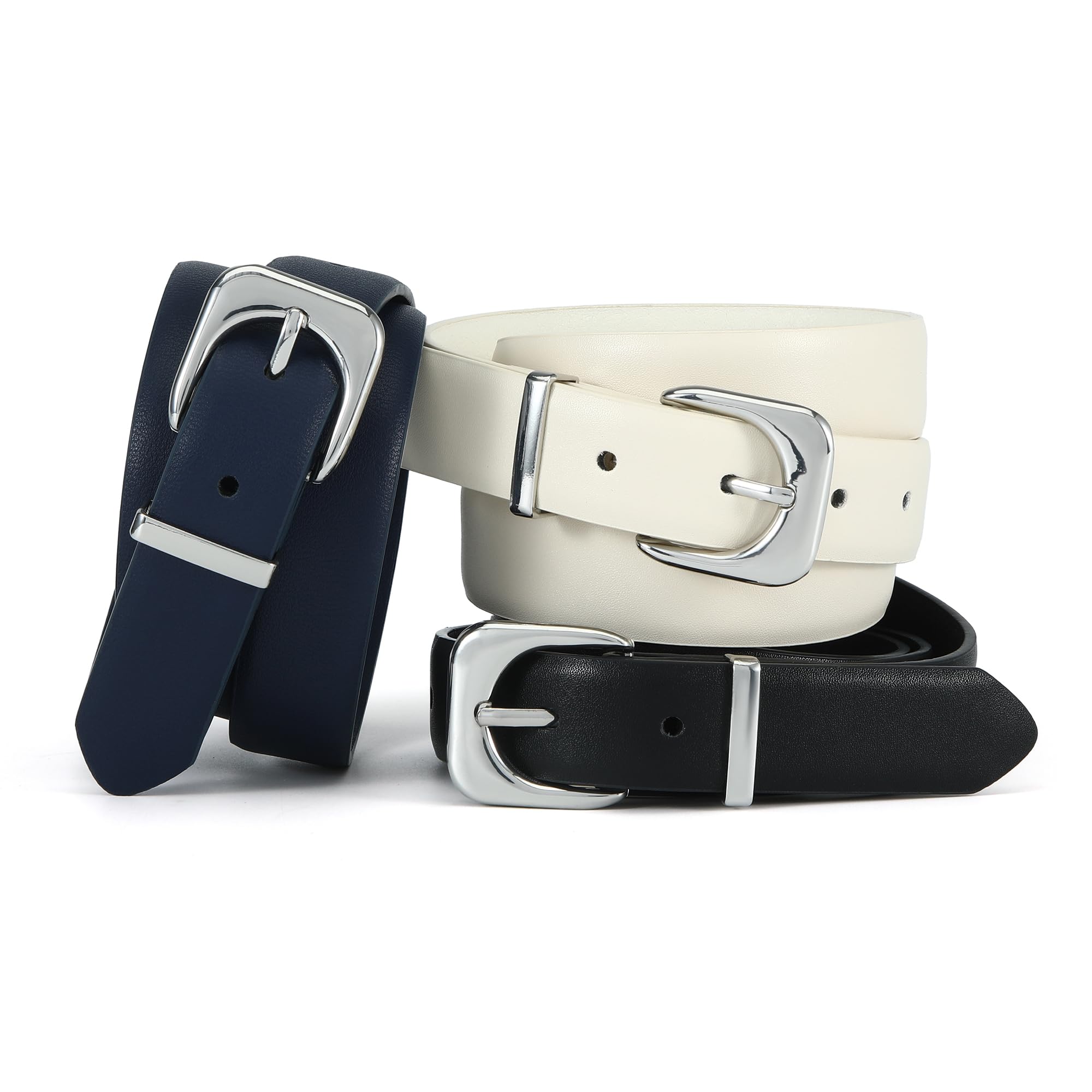 Earnda Belts for Women Faux Leather Waist Belt with Gold/Silver Buckle Casual Jeans Pants Dresses