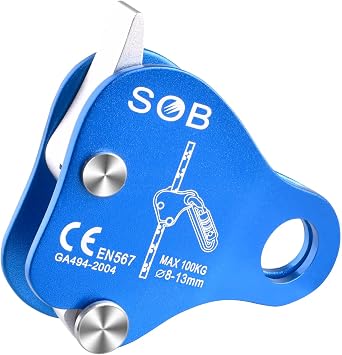 Azarxis Climbing Descender Ascender Belay Device Self Locking Fall Protection Rappel Equipment Rope Grip for 8-13mm Rope for Rock Mountaineering Aerial Work Caving Rescue Tree Arborist