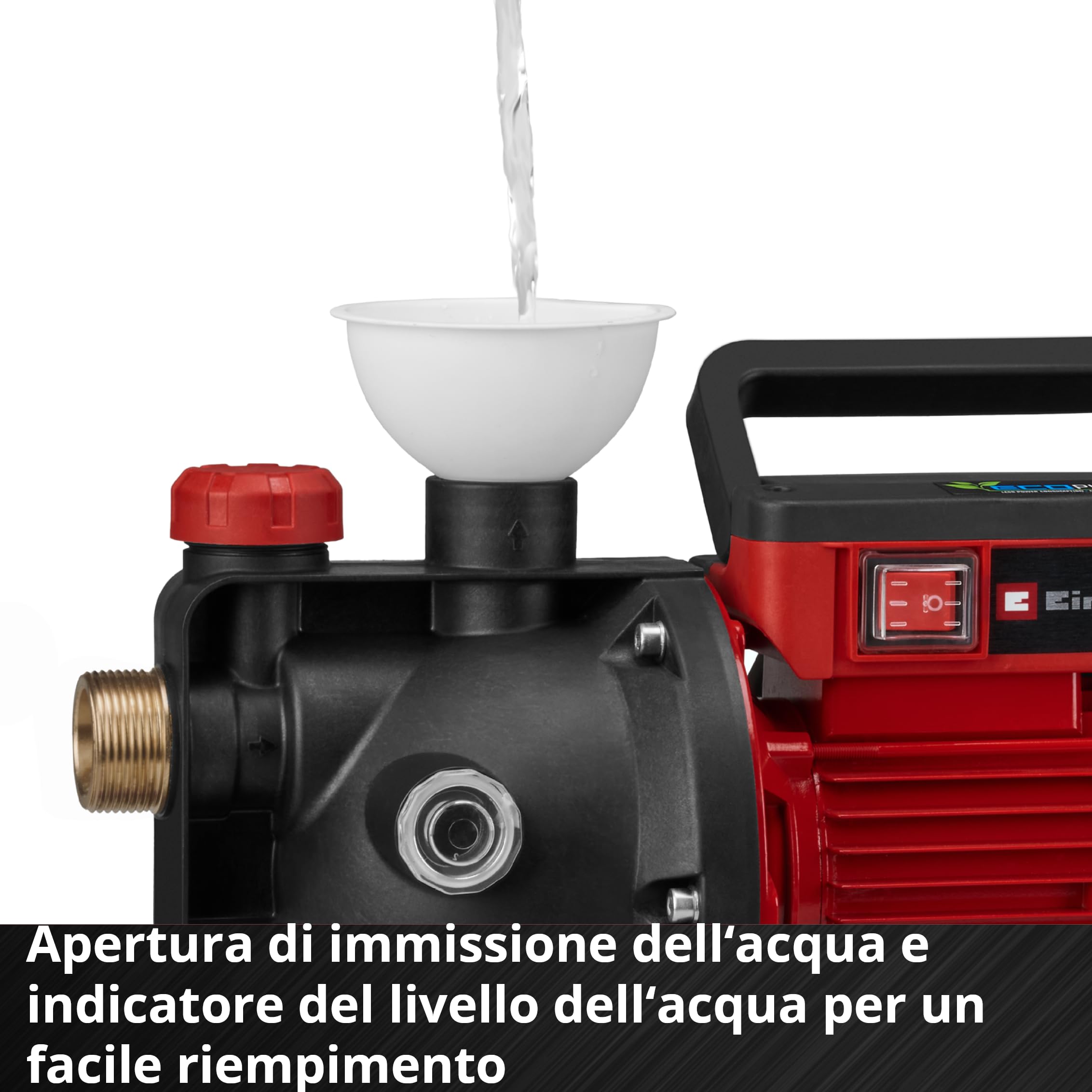 Einhell Pompa da giardino GC-GP 6050 ECO PLUS (portata max. 5000 l/h, prevalenza max. 40 m, tecnologia ECO PLUS, vite di scarico dell'acqua, adattatore universale 33,3 mm incluso)