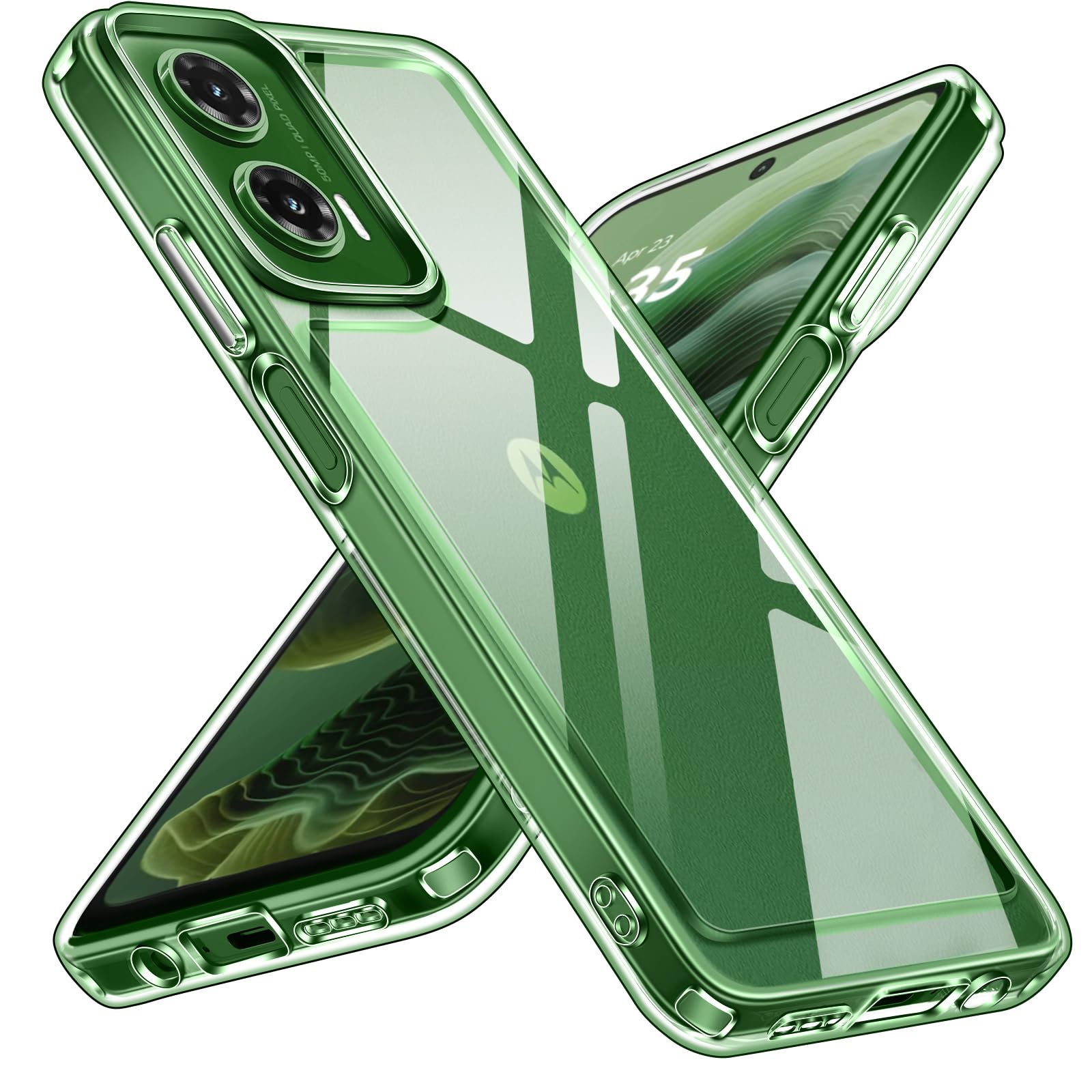 iVoler 3 in 1 Cover per Motorola Moto E15 / G05 con 2 Pezzi Pellicola Vetro Temperato, Trasparente Antiurto Custodia, Sottile Morbida in Silicone TPU Protettiva Case