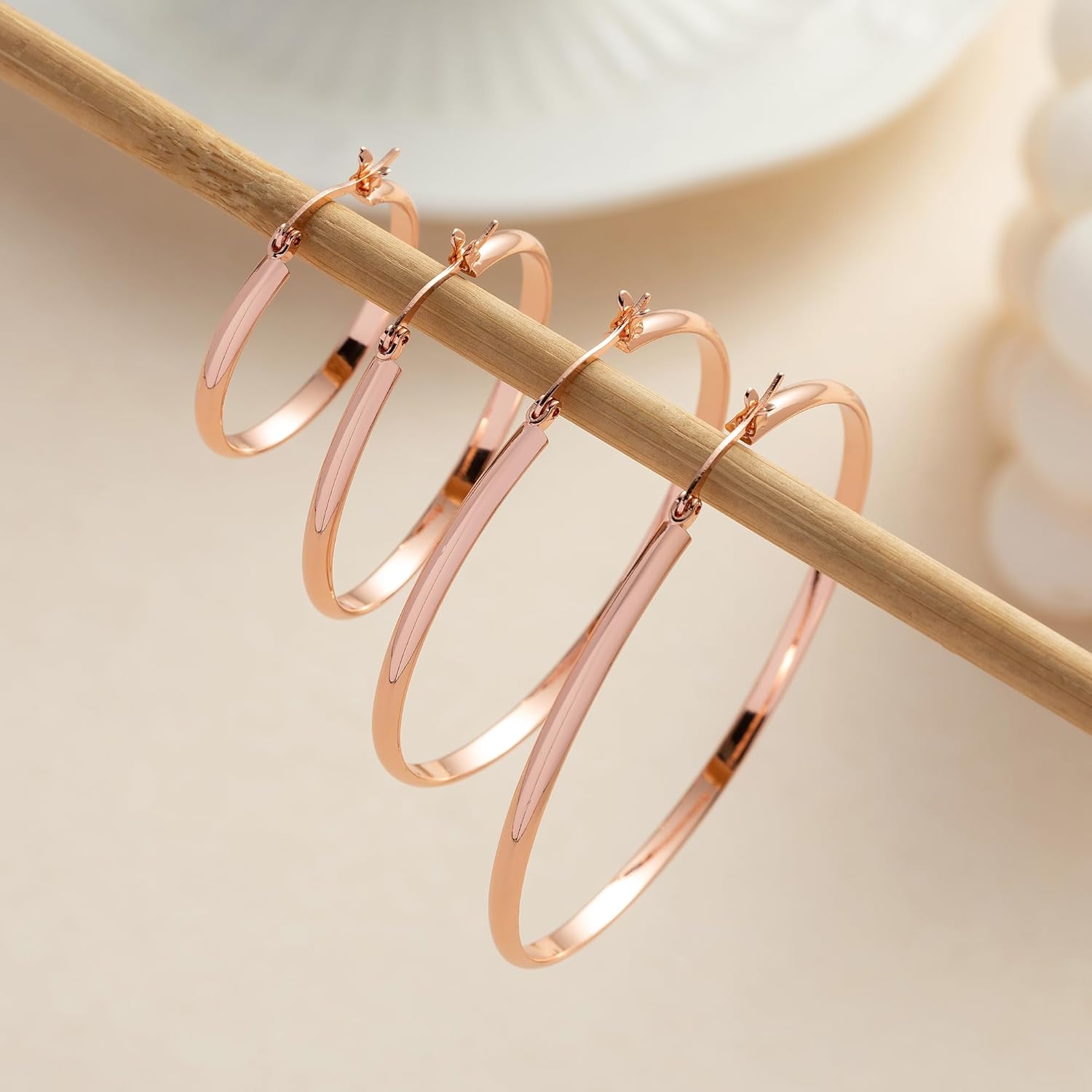 OOOPEL 3mm Wide Large Hoop Earrings for Women Hypoallergenic 925 Sterling Silver Post Gold Earrings Lightweight Silver Hoop Earrings Oversize Big Gold Hoops 30/40/50/60MM - Image 7