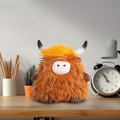 Miniatura 6 de BESFIRD Animal de peluche de vaca de las montañas marrones, animal de peluche de vaca de las tierras altas, juguete de granja de vacas de las