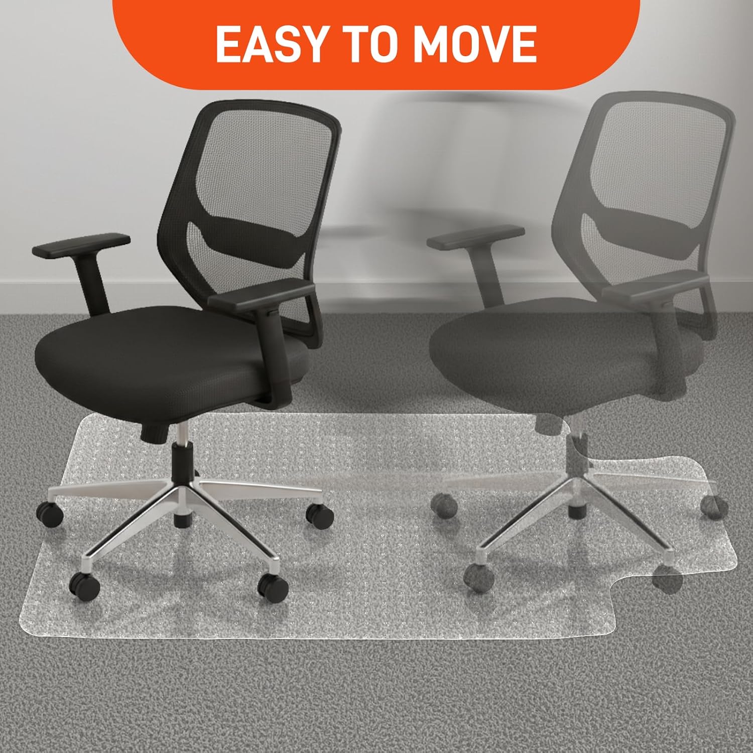 Winado Anti-Slip 30"x48" Office Chair Mat for Low Pile Carpets, Heavy Duty Easy Glide Rolling Plastic Floor Mat Fits Gaming or Work Chairs, Home & Office Use (with Lip)