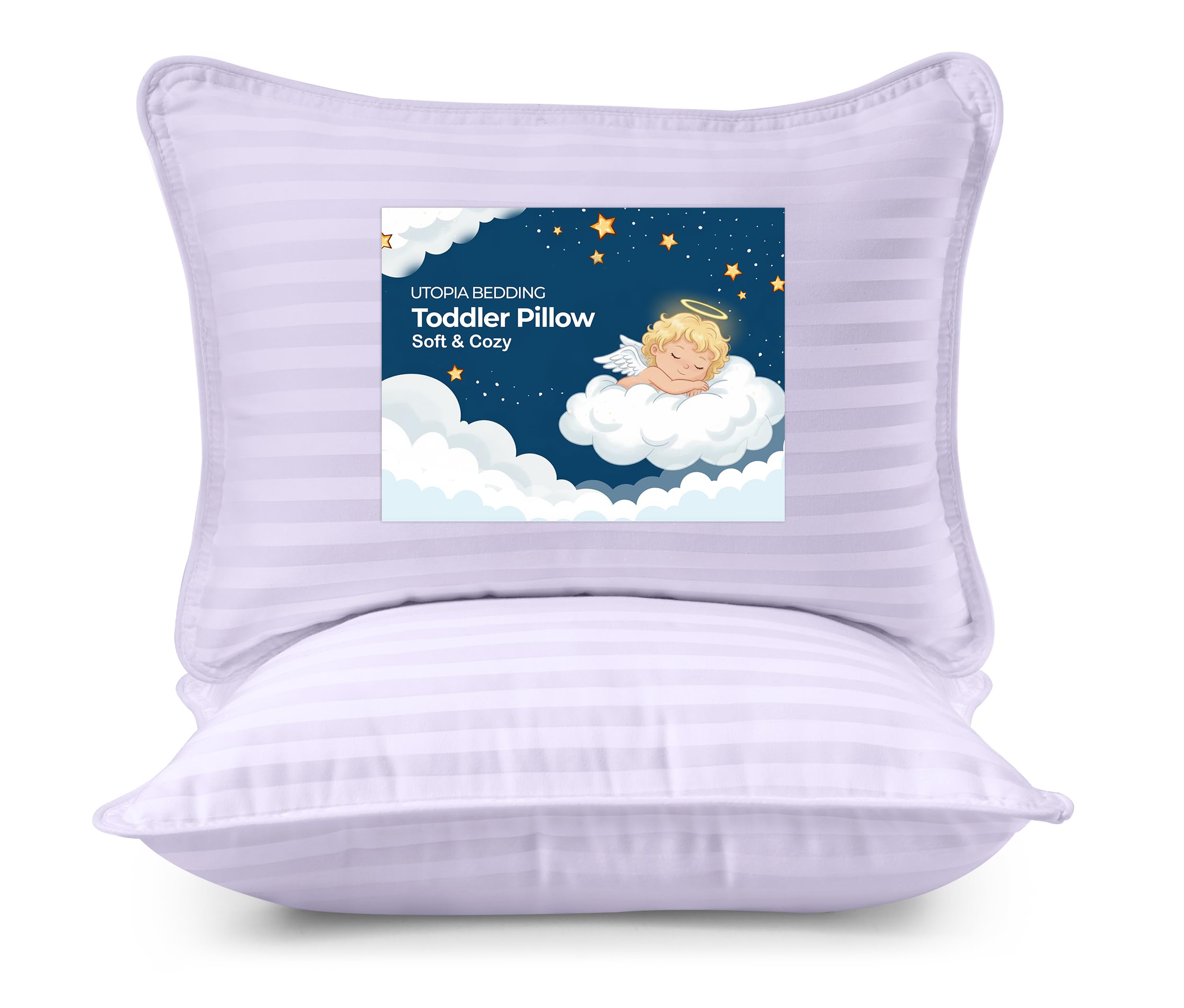 Utopia Bedding Almohada para niños pequeños (Lavanda, Paquete de 2), Almohadas de 13 x 18 Pulgadas para Dormir, Carcasa de Mezcla de algodón Suave y Transpirable, Relleno de poliéster, Almohada para